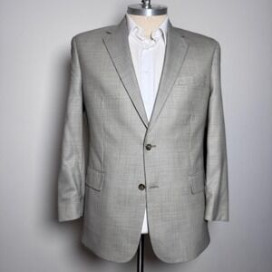 Jos. A. Bank Sportcoat Mens 44R Grey Cream Tan Check Wool Signature Collection
